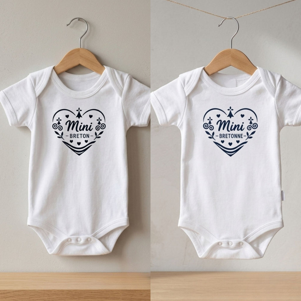 Body Bébé "Mini Breton" ou "Mini Bretonne" – Cœur Bleu Marine