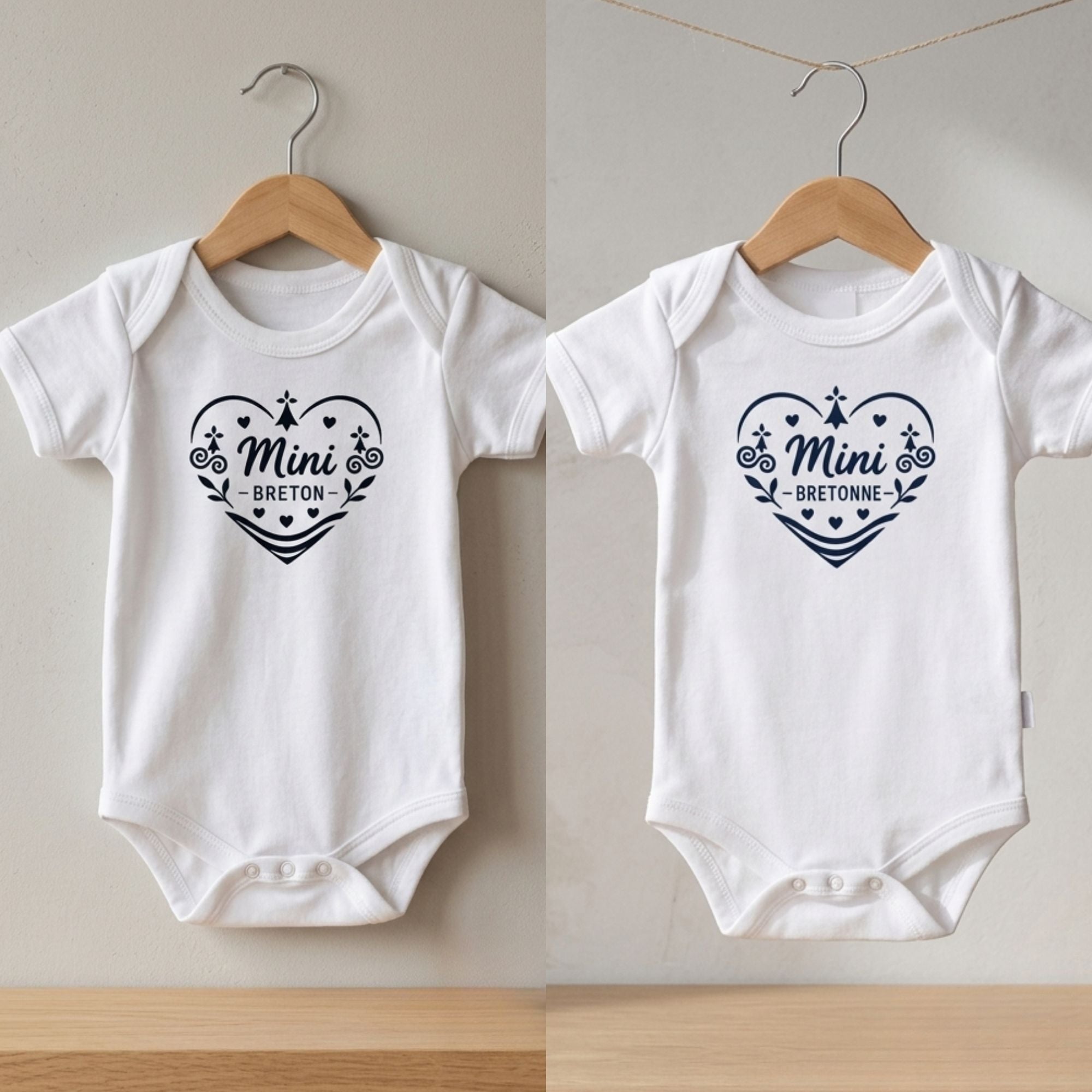 Body Bébé "Mini Breton" ou "Mini Bretonne" – Cœur Bleu Marine