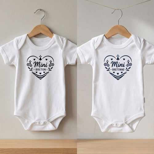 Body Bébé "Mini Breton" ou "Mini Bretonne" – Cœur Bleu Marine