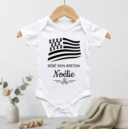 Body bebe personnalise prenom bretagne blanc noir