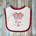 Bavoir bébé personnalisé style marinière et ancre marine