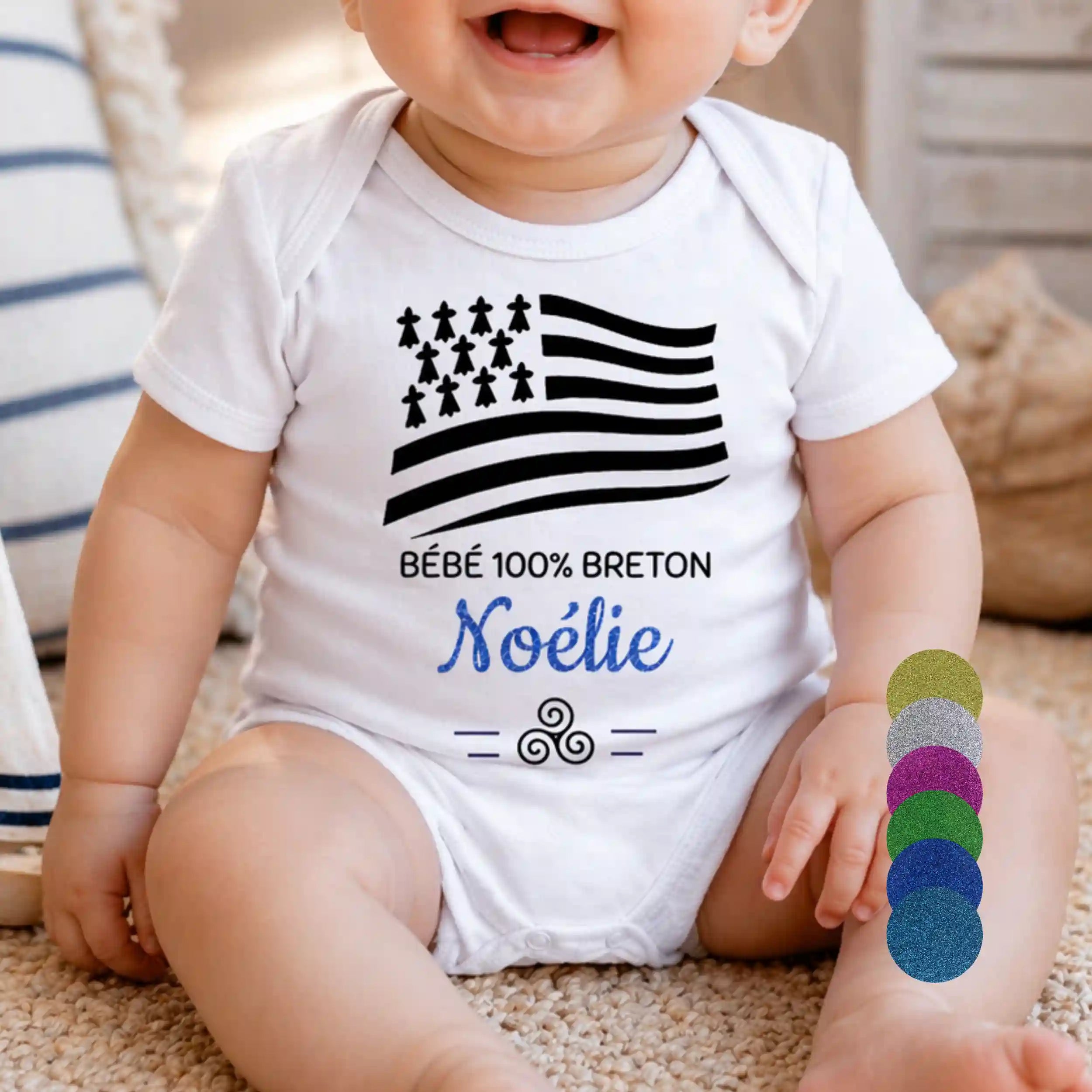 body bébé 100% breton drapeau gwen a du paillettes