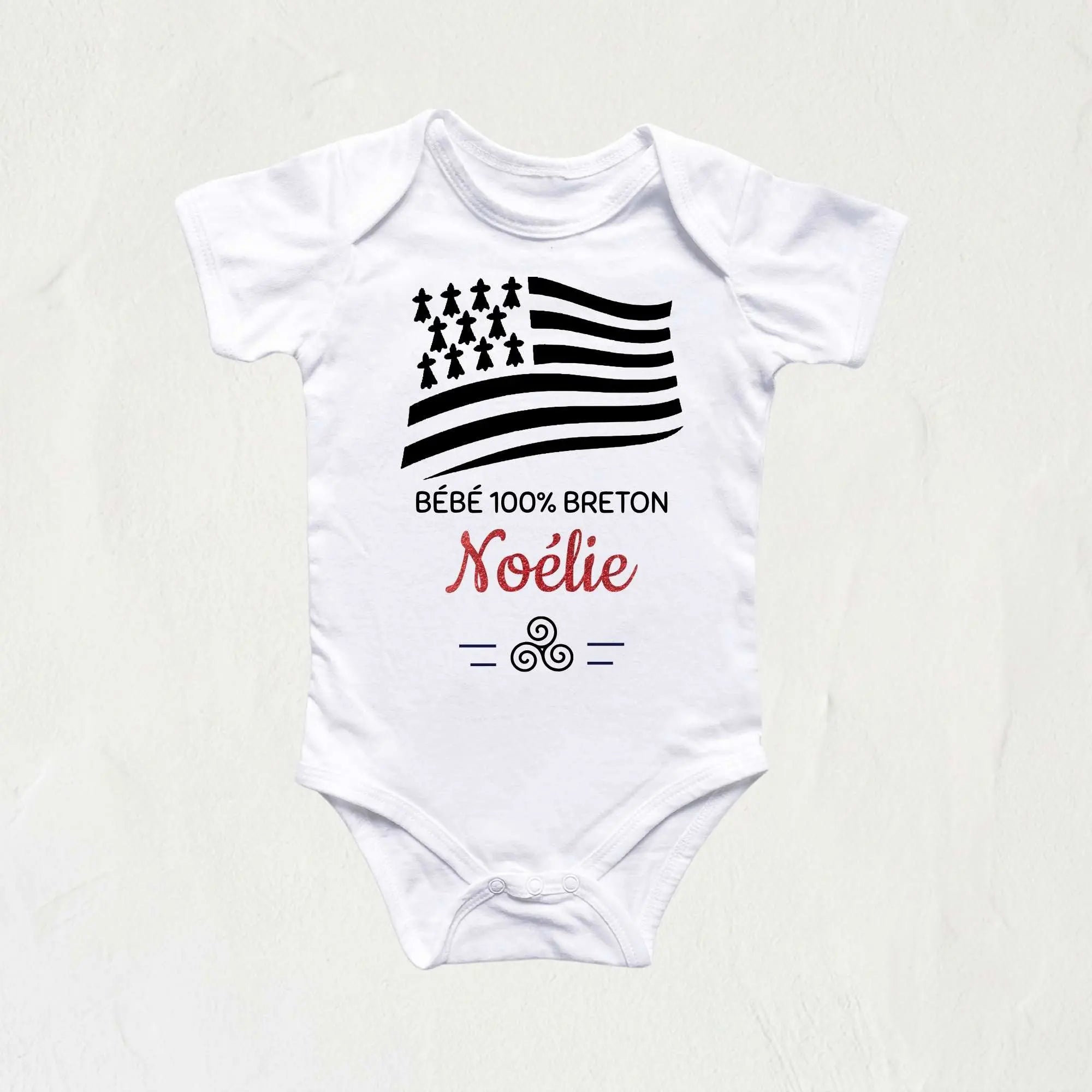 body bébé 100% breton drapeau gwen a du paillettes rouge