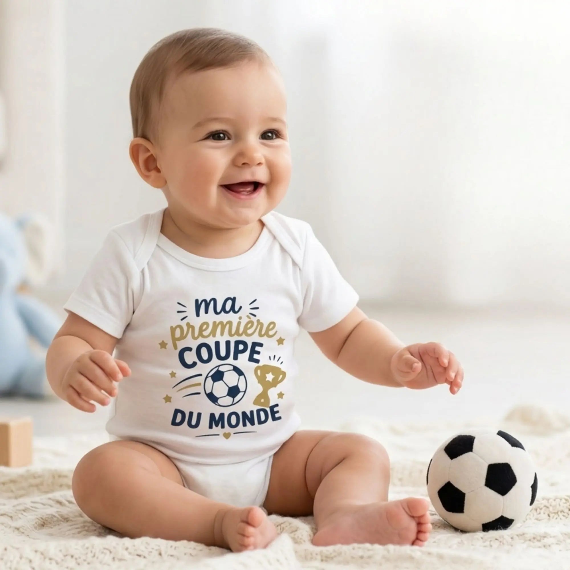 Body Bébé et T-shirt Enfant "Ma Première Coupe du Monde" – Bleu Marine et Or
