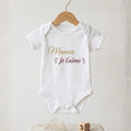 Body Bébé "Maman je t'aime" - Écriture Dorée et Rouge Pailleté
