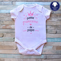 Body bébé personnalisé Petite princesse de papa, coton doux blanc manches courtes, idée cadeau naissance.