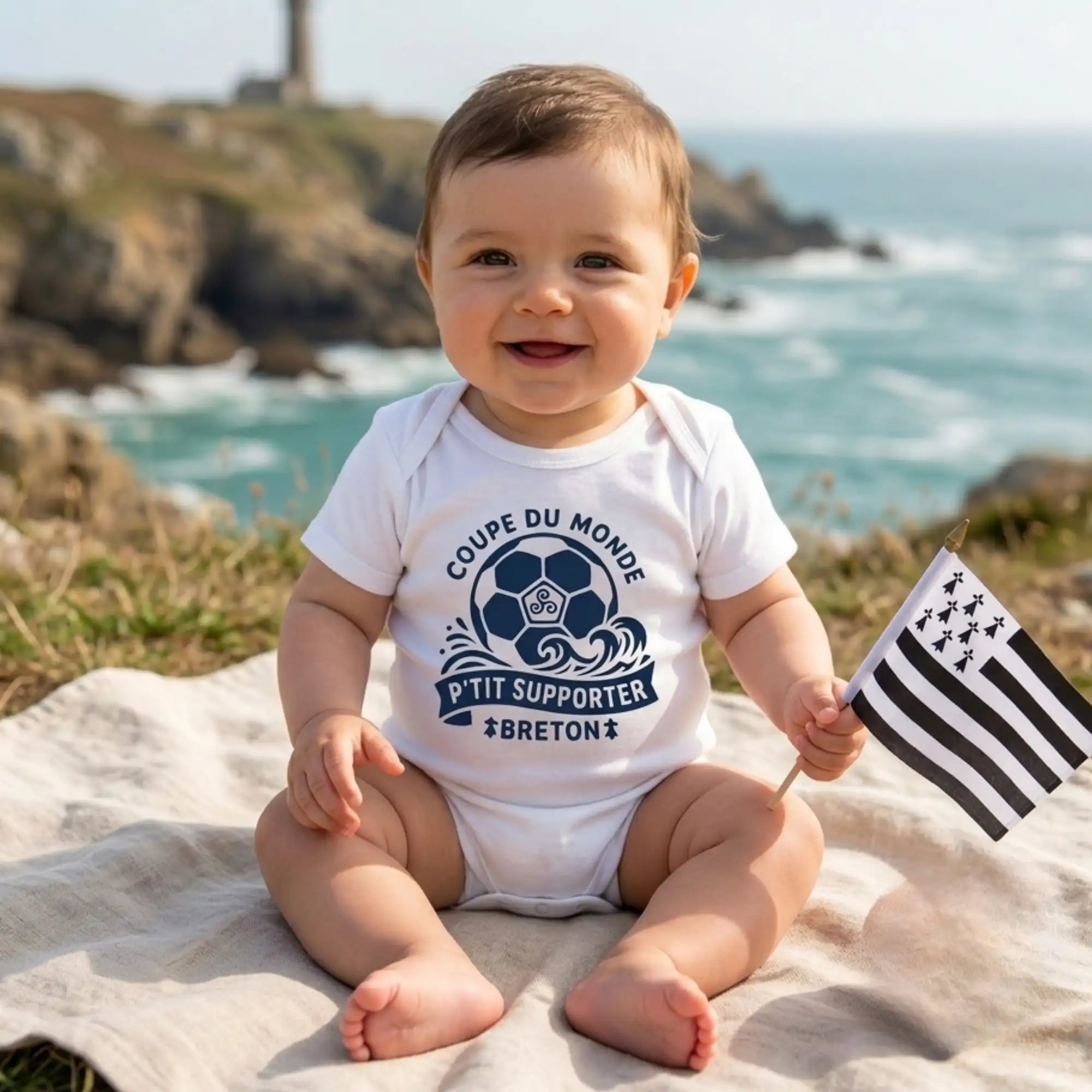 Body Bébé et T-shirt Enfant "P'tit Supporter Breton" – Coupe du Monde Bleu Marine